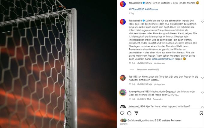 Normalerweise postet der FC Basel immer drei Tore zur Auswahl für das «Tor des Monats». Doch wer keine Tore geschossen hat... fc basel