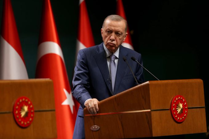 Der türkische Präsident Erdogan bei einer Rede. Erdogan
