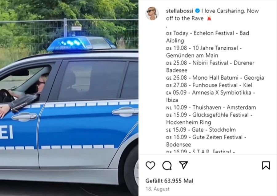 Stella Bossi Polizeiauto