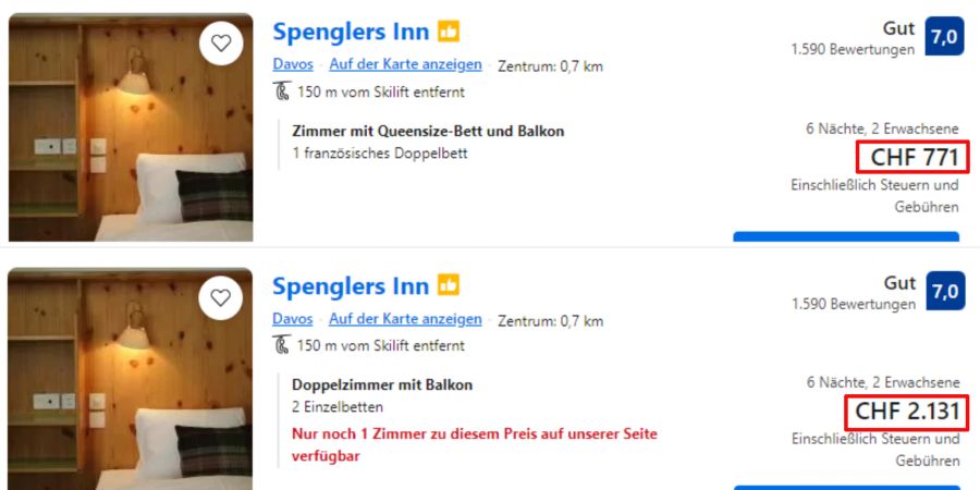 Treibt der Spengler Cup auch beim Spengler Inn die Preise in die Höhe?