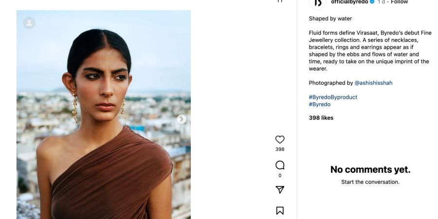 Instagram Post indisches Model mit Schmuck.