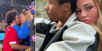 Rapperin mal soft - Hier knutscht Loredana ihren Karim im Stadion