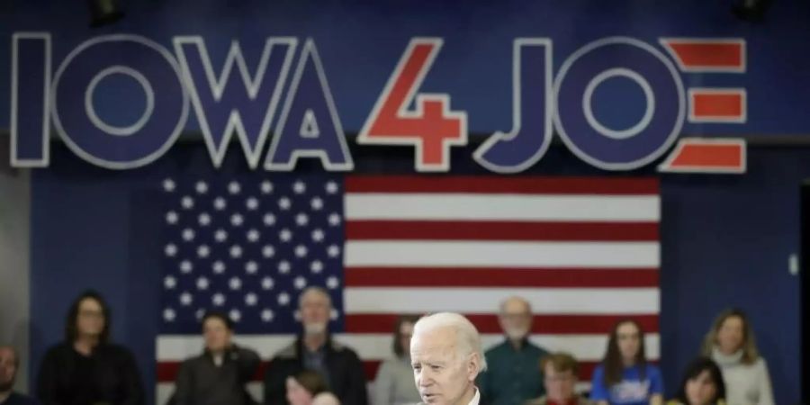 Joe Biden, ehemaliger Vizepräsident unter Barack Obama und Bewerber auf die demokratische Präsidentschaftskandidatur, beim Wahlkampf in Iowa. Foto: Marcio Jose Sanchez/AP/dpa