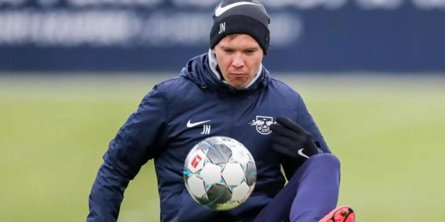 Hält Platz eins bis vier zum Saisonende für möglich: Leipzigs Trainer Julian Nagelsmann. Foto: Jan Woitas/dpa-Zentralbild/dpa