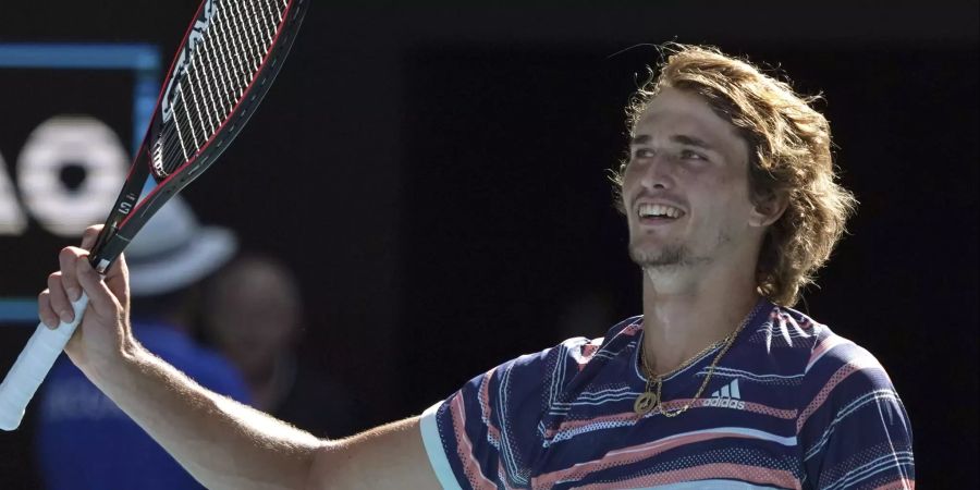 Alexander Zverev jubelt über seinen Sieg im Viertelfinal der Australian Open.