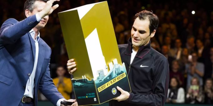 Roger Federer wurde am ATP-500-Turnier von Rotterdam 2018 die älteste Nummer 1 der Geschichte. Roger Federer