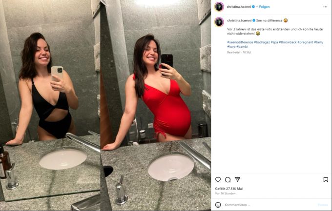 Christina Hänni postet bei einem Spa-Besuch einen Fotovergleich. Luca Hänni
