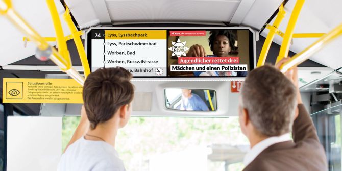 Bildschirm im öffentlichen Verkehr