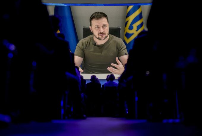 Der ukrainische Präsident bei einer Videoschalte am WEF. WEF selenskyj