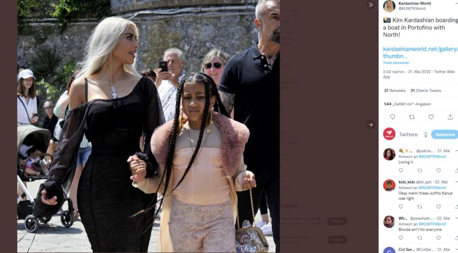 Kim Kardashian mit ihrer Tochter North in Portofino.