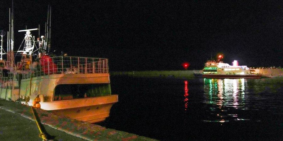 Blick auf einen Fischereihafen, von dem aus ein vermisstes Ausflugsboot am Samstag zu einer Tour in Shari auf der nördlichen Insel Hokkaido aufgebrochen ist.