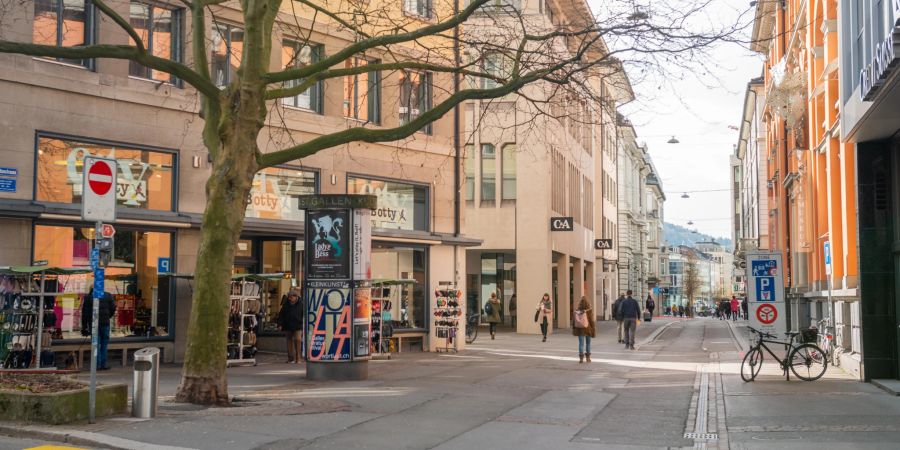 Die Vadiantstrasse im Zentrum der Stadt St. Gallen.