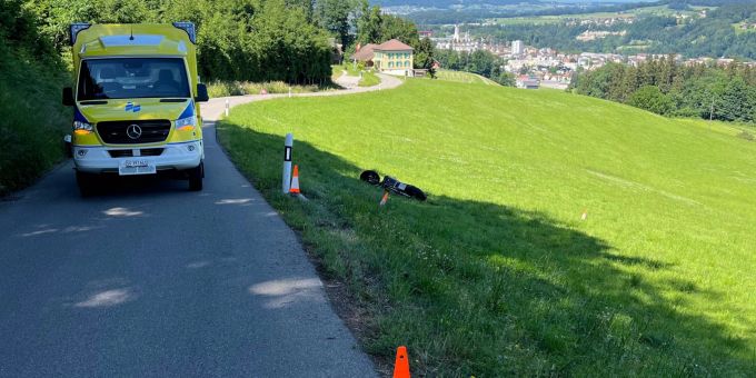 Kirchberg SG: Selbstunfall mit Motorrad. Kirchberg SG