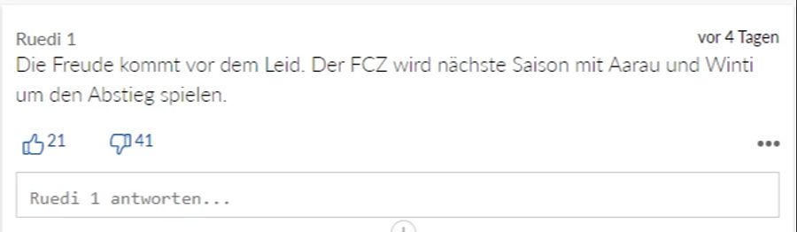 «Ruedi 1» glaubt, der FCZ wird nächste Saison um den Klassenerhalt spielen.