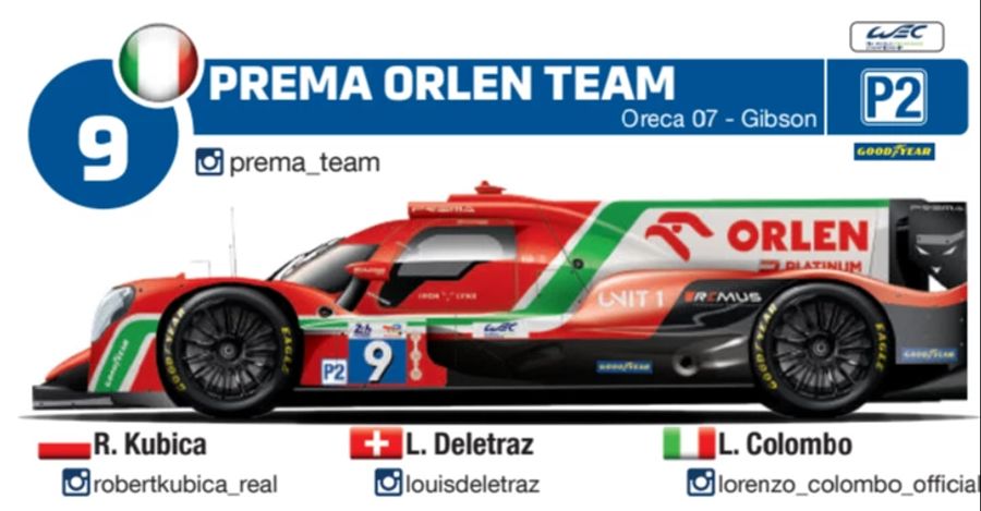 Louis Deletraz startet im Prema-Oreca mit der Startnummer 9.