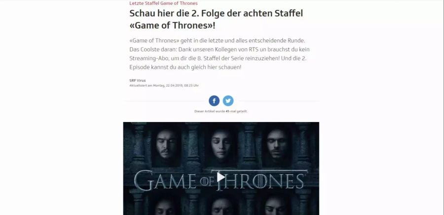 SRF Game of Thrones