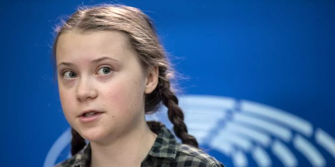 Greta Thunberg im EU-Parlament. Greta Thurnberg
