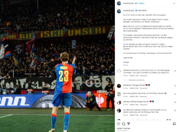 Wouter Burger verabschiedet sich vom FC Basel. FC Basel