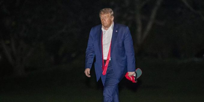 Präsident Donald Trump nach der Rückkehr aus Tulsa Oklahoma. Election 2020 Trump