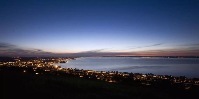 Aussicht vom Rorschacherberg auf den Bodensee mit dem «Fünflaenderblick».