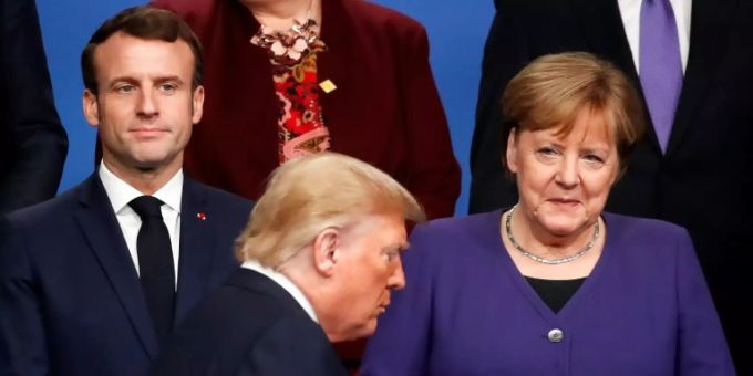 Macron, Trump und Merkel (v.l.) Macron, Trump und Merkel (v.l.)