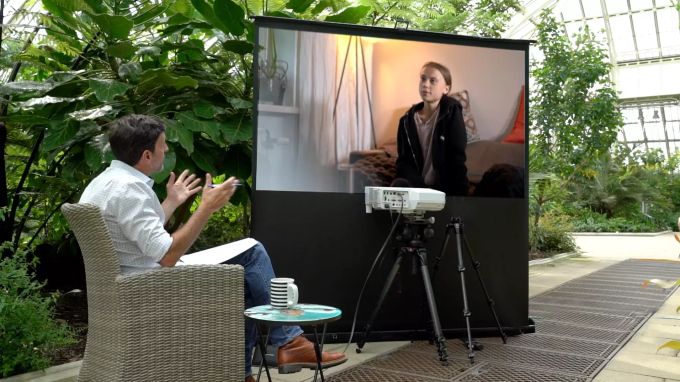 Greta Thunberg spricht mit dem BBC-Journalisten Justin Rowlatt. Greta Thunberg