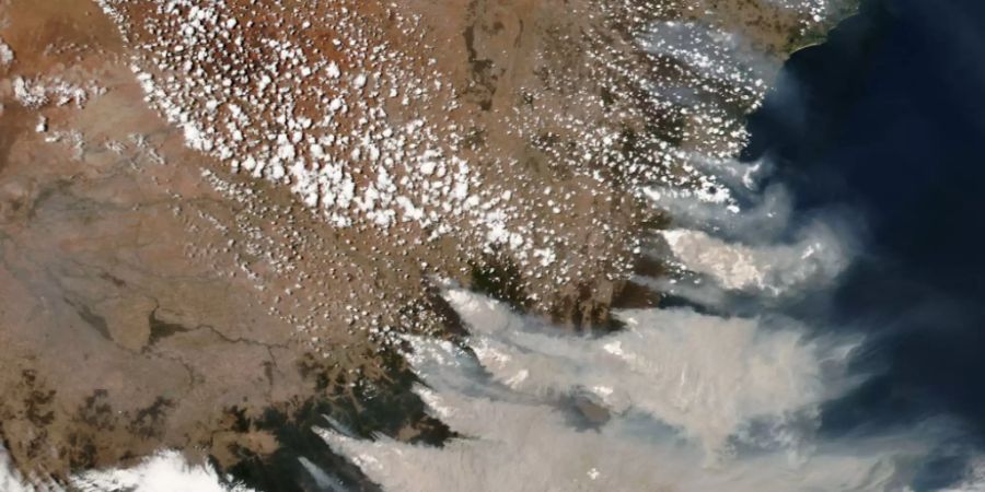 Satellitenaufnahme der verheerenden Buschbrände im australischen Bundesstaat New South Wales. Zügelloses Roden hat laut einer Studie beträchtlich zu den Bränden beigetragen. (Archivbild)