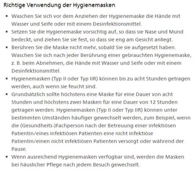 Das Bundesamt für Gesundheit hat auf seiner Website diese Punkte zur richtigen Verwendung der Hygienemasken veröffentlicht. Coronavirus