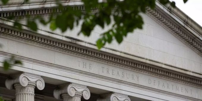 Das US-Finanzministerium in Washington. government shutdown