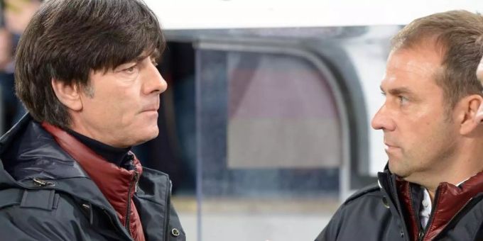 Kann auf die Fähigkeiten seinen ehemaligen Co-Trainer Hansi Flick (r) bauen: Bundestrainer Joachim Löw. Foto: picture alliance / dpa Hansi Flick Joachim Löw