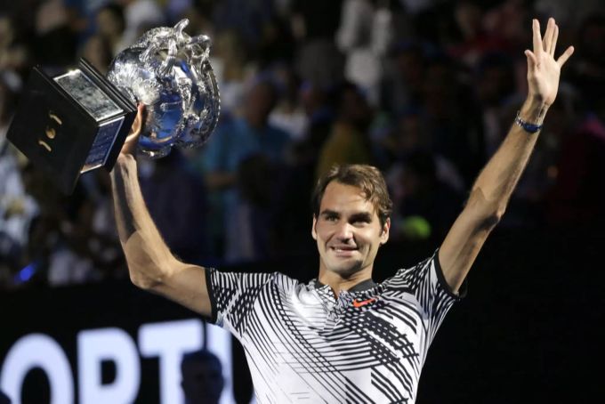 Federer nach seinem Grand-Slam-Sieg an den Australian Open 2017. Roger Federer