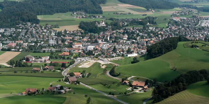 Die Gemeinde Konolfingen im Kanton Bern. worb