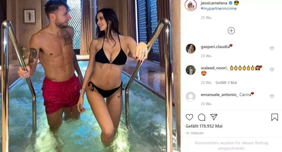 Jessica Melena posiert für ihre Fans mit Ciro Immobile auf Instagram.