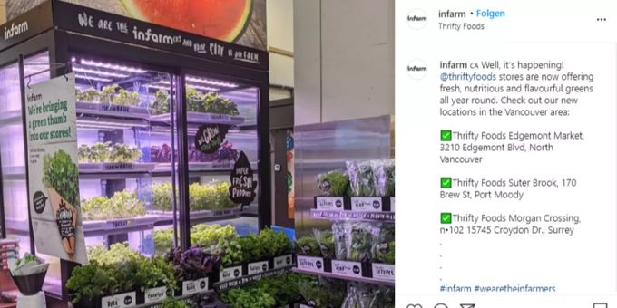 Ein Indoor-Gewächshaus von Infarm. Nach dem Rückzug des Unternehmens vom europäischen Marken verschwinden die Kräuter bei Aldi und Co. aus dem Sortiment. kaufland aldi infarm