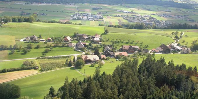 Die Gemeinde Wald von oben. Gantrisch