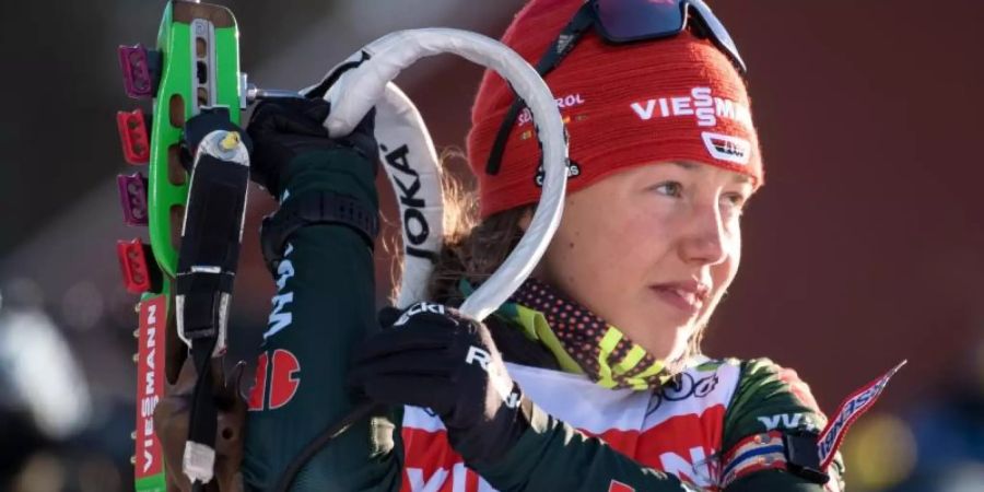 Laura Dahlmeier geht mit Erik Lesser beim Biathlon-Event auf Schalke an den Start. Foto: Sven Hoppe/dpa