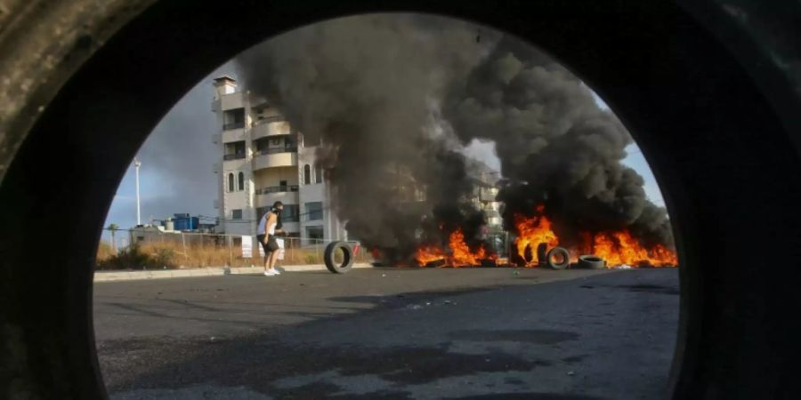 Strassenbarrikaden im südlibanesischen Sidon