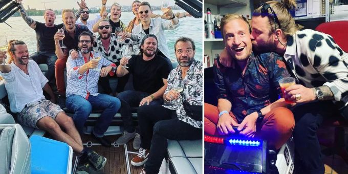 Auf Boot - Büssi scherzt über «Polizei» bei Baschis Junggesellen-Party