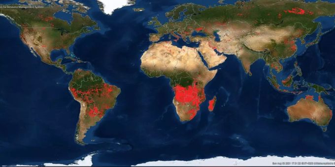 Die neusten Bilder der Nasa zeigen die Welt in Flammen. brand weltweit nasa
