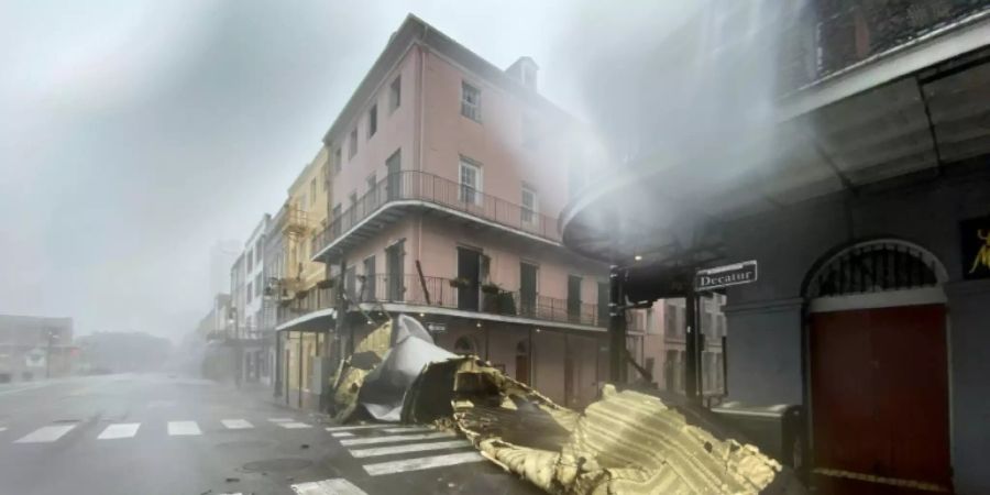 French Quarter in New Orleans während des Sturms «Ida»