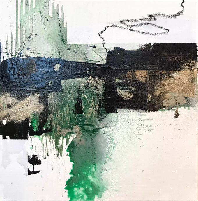 „Dreierlei I“ 50x50 Leinwand, Mixed-Media, 2020 art