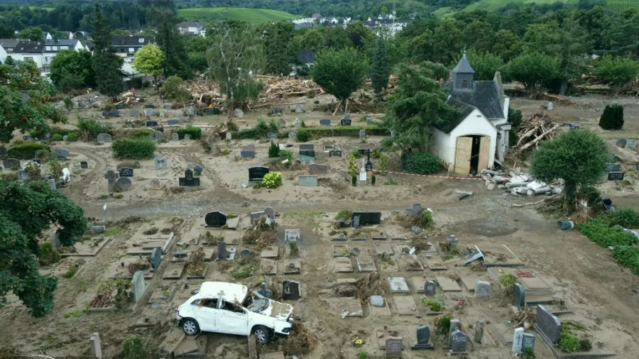 Der Friedhof von Ahrweiler nach der Flut-Katastrophe Mitte Juli.