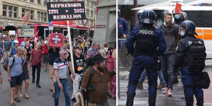 In Zug fand heute eine Kundgebung statt. (Symbolbild) Coronavirus Demonstration Ausschreitungen