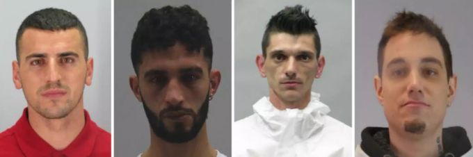 Die von der Polizei veröffentlichten Fahndungsfotos der vier gesuchten Männer. Psychiatrie