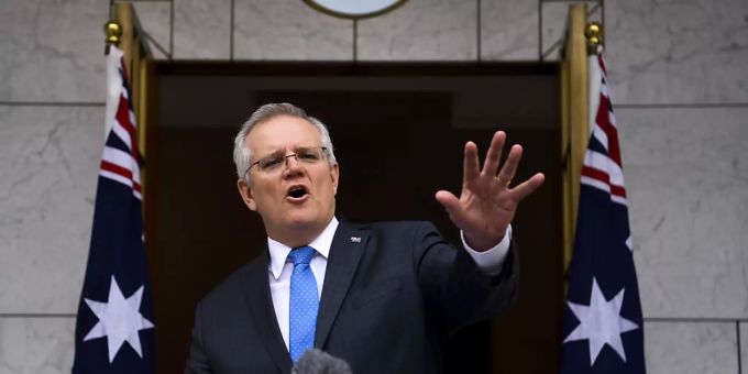 Australiens Premierminister Scott Morrison bei einer Rede im September 2021 in Canberra. Canberra
