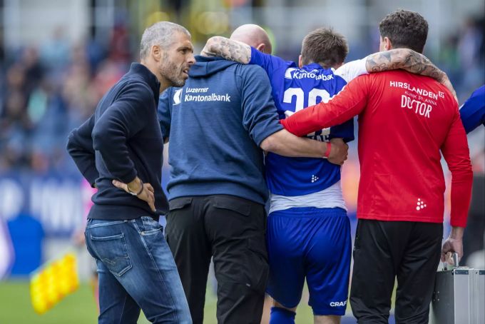 Fabio Celestini (li.) muss beim FC Luzern auf zahlreiche Spieler – wie etwa Patrick Farkas – verzichten. FC Luzern Fabio Celestini