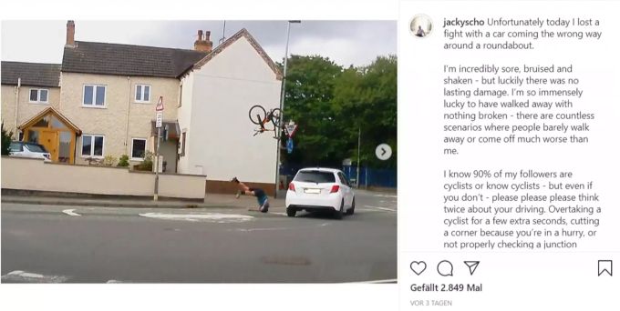 Glück gehabt! Ein britischer Velofahrer überlebt wie durch Wunder einen Horror-Zusammenstoss. Velofahrer Grossbritannien