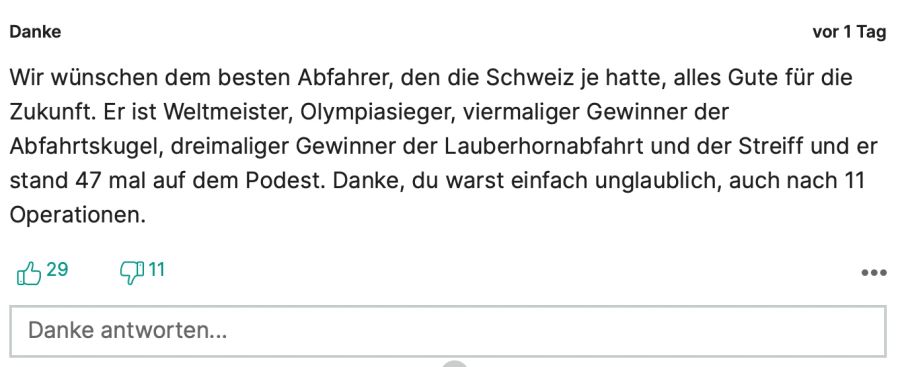Beat Feuz wird für seine Leistungen gelobt.