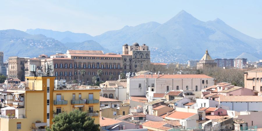 Aussicht Normannenpalast Stadt Palermo Berge