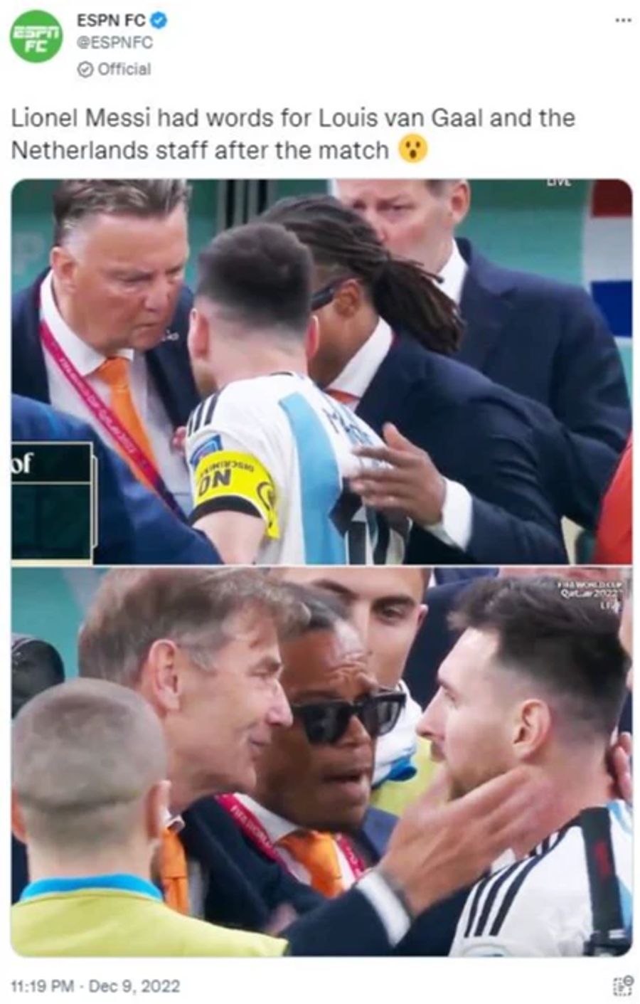 TV-Aufnahmen zeigen den Superstar nach dem Spiel in wilden Diskussionen mit Holland-Trainer Louis van Gaal und Edgar Davids.